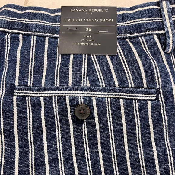 NWT Men's Banana Republic Navy Lived In Chino Shorts Size 36 Slim Fit 7” Inseam - Picture 5 of 10